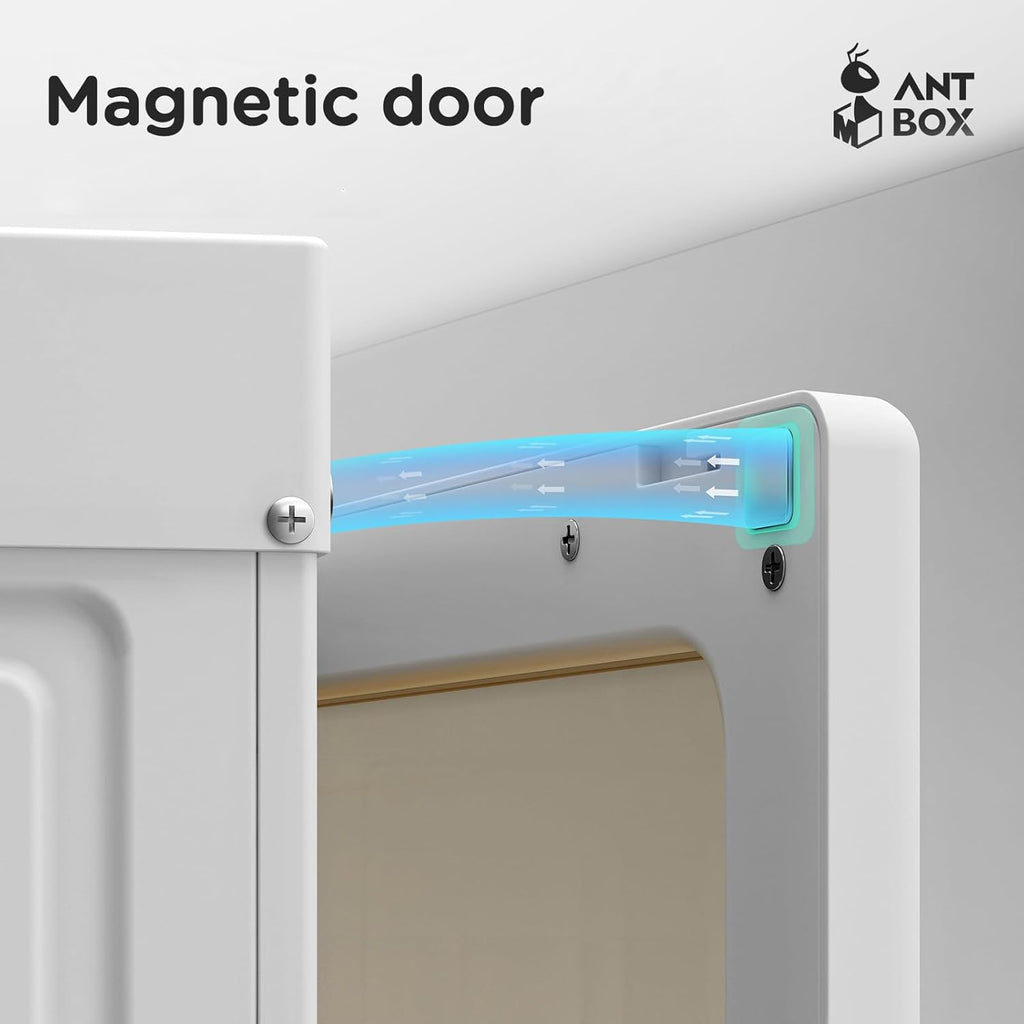 ANTBOX Portable Wardrobe Closet Storage Organizer for Clothes,Transparent Door Panels,Suitable for Living Room, Bedroom,Plastic Wardrobe with Magnetic Door and Easy Assembly (3 Hanging Rod)